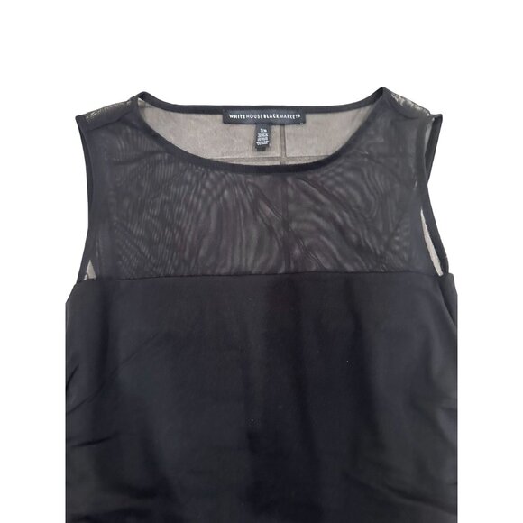 WHITE HOUSE BLACK MARKET WHBM Black Sheer Ruched Tank Top Size XS - Picture 3 of 5